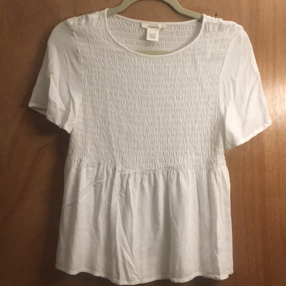 Ruched White Peplum Top